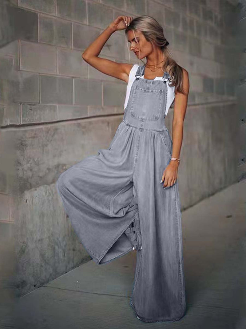 Loose Denim Pocket Jumpsuit