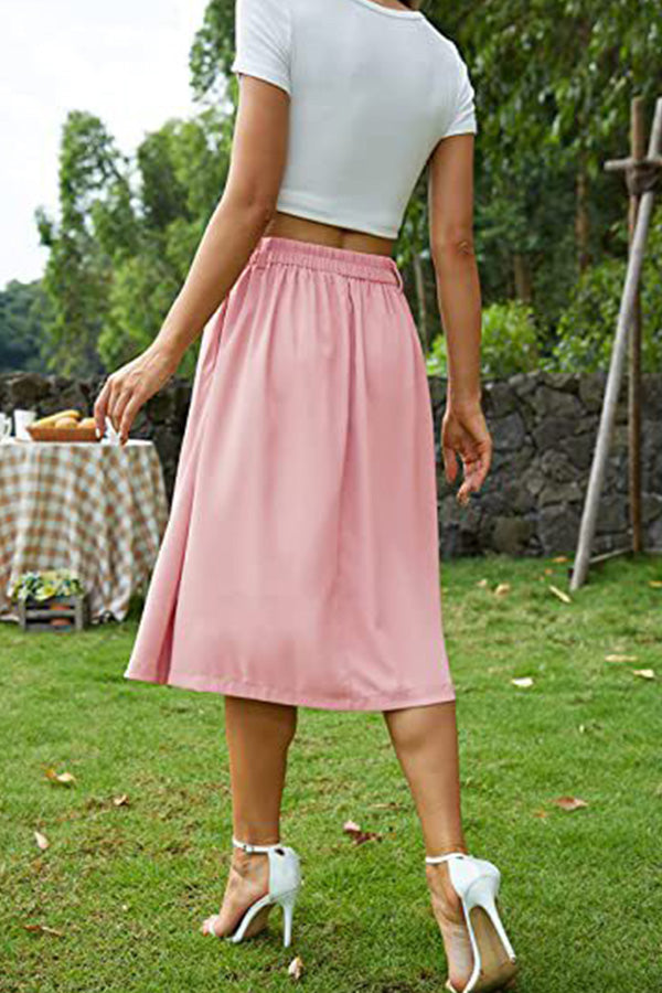 Casual Skirt Shaped Waist Button Princess Dress Skirt